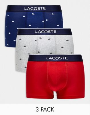 Lacoste graphics 3 pack trunks in multi - ASOS Price Checker