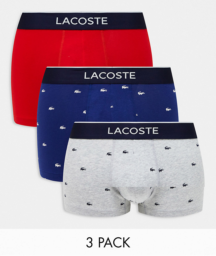 Lacoste graphics 3 pack trunks in multi