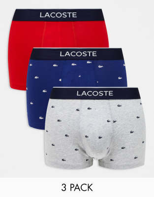 Lacoste essentials 3 pack trunks in multi