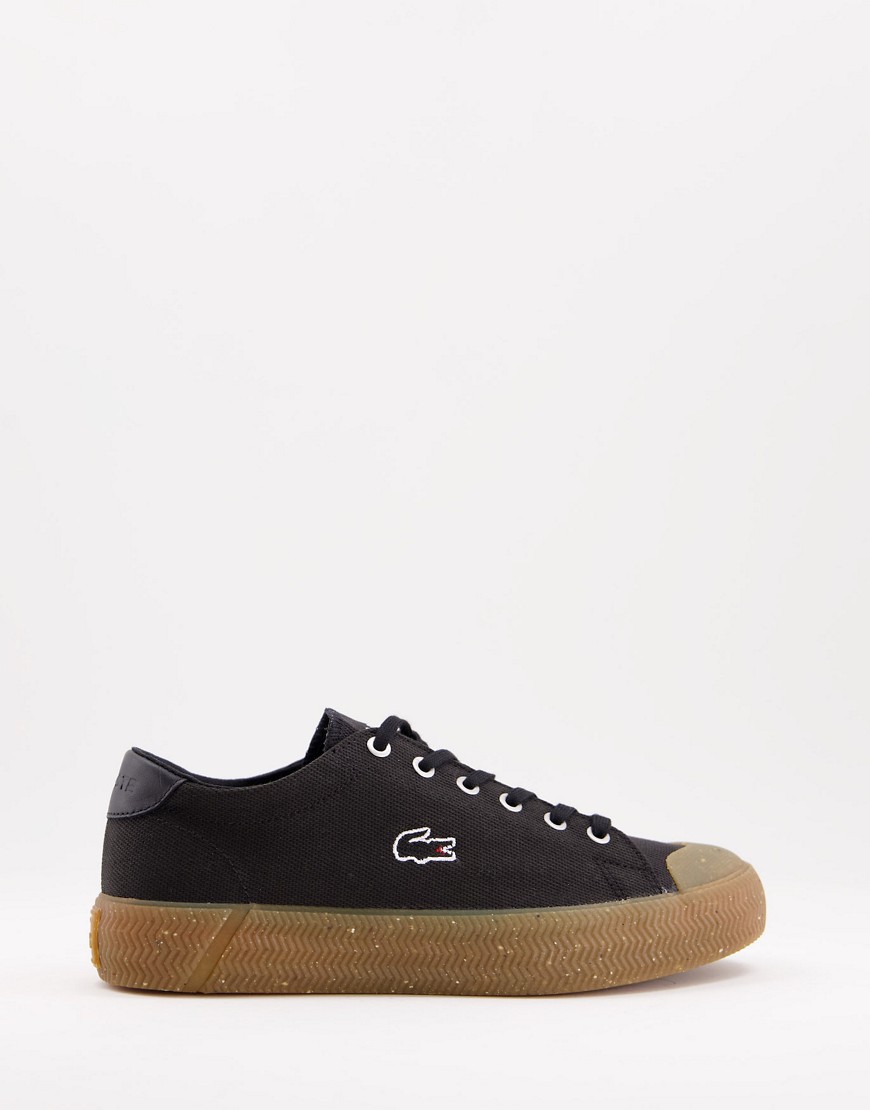 Lacoste gripshot lace up sneakers with gum sole in black