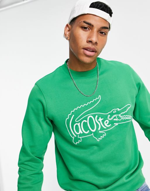 Lacoste - Grøn sweatshirt med krokodille med logo indeni |