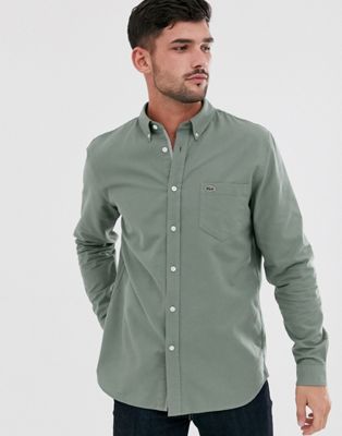 Lacoste – Grön oxfordskjorta med button down-krage och logga