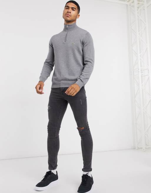 Lacoste grey discount half zip jumper