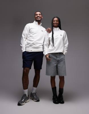 Shop Lacoste Half Zip Sweatshirt In White