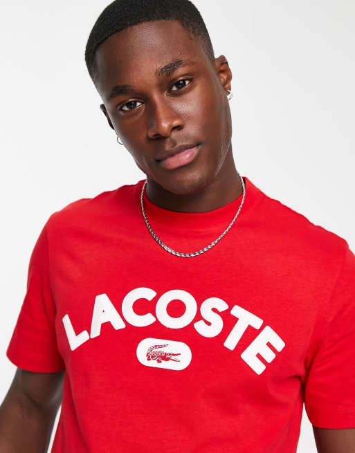 Lacoste heavyweight logo T shirt in red