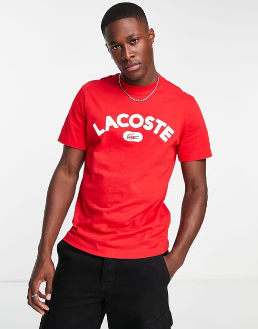 Lacoste heavyweight logo T shirt in red