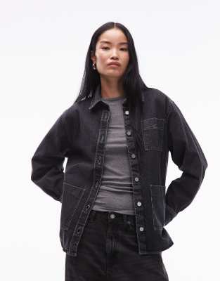 Lacoste - Hemdjacke in verwaschenem Schwarz