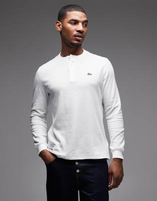 Lacoste Men's White Henley Long Sleeve T-Shirt In