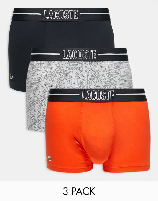 Lacoste heritage graphics 3 pack trunks in multi