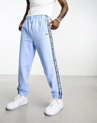 Lacoste heritage tapped logo joggers in light blue
