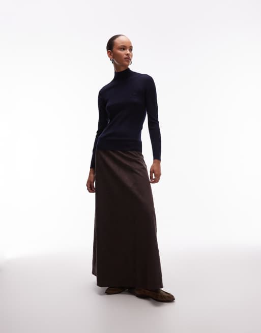 Lacoste high neck merino wool jumper in navy, 2 of 4