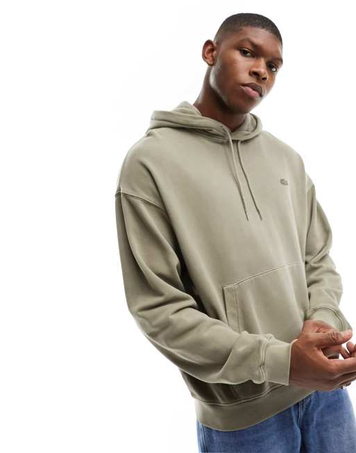 Lacoste – Hochwertiger Kapuzenpullover in verwaschenem Grün