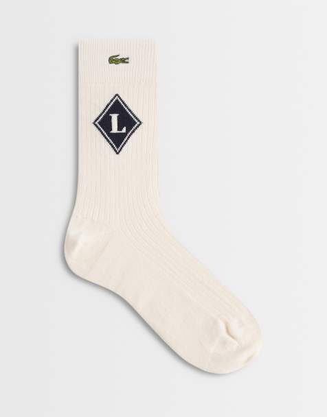 Lacoste – Hohe Socken in Weiß mit rautenförmigem Logo - view 1