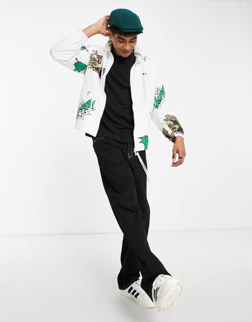Lacoste - Holiday - Giacca a vento bianca con stampa e collo a imbuto, 4 di 4