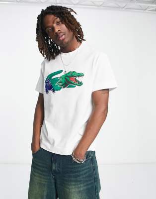 Lacoste Holiday large croc t-shirt in white - ASOS Price Checker