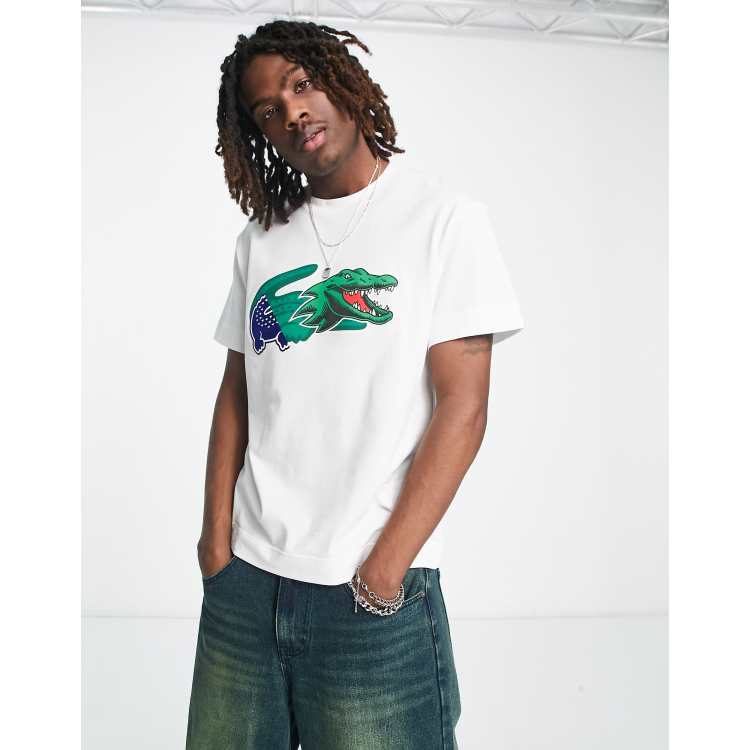 Lacoste Holiday large croc t shirt in white