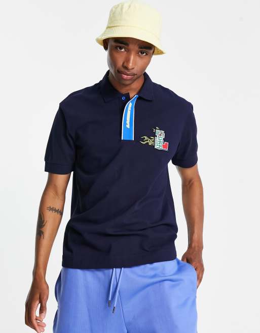 Polo lacoste bleu foncé sale