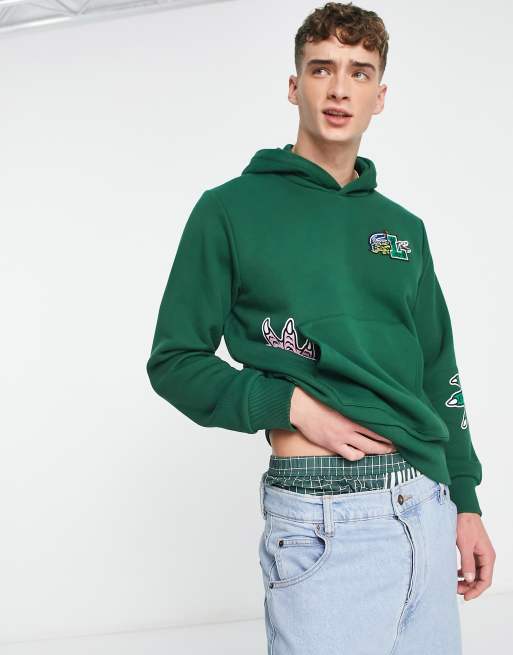 Lacoste - Holiday - Sweat à capuche à écusson - Vert, 3 de 4