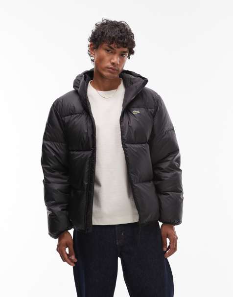 Lacoste hooded puffer jacket in black - view 1