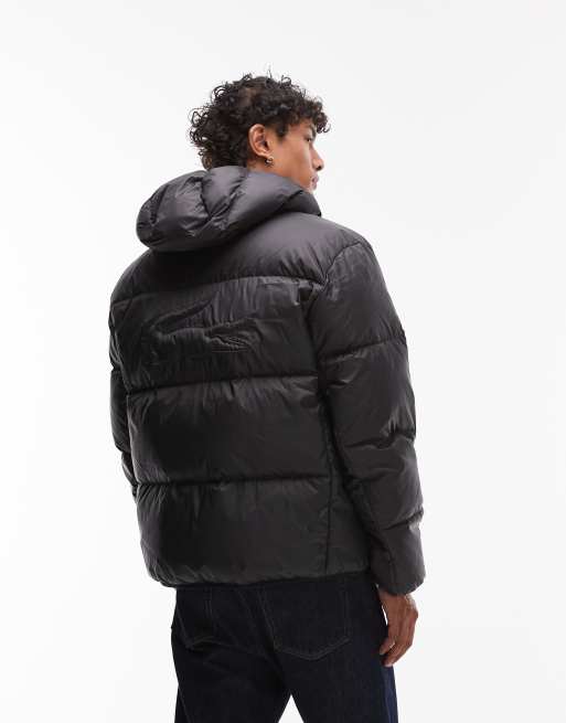 Lacoste hooded puffer jacket in black, 4 of 4