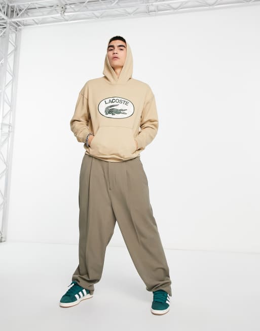 Lacoste Hoodie met ovaal logo in beige ASOS
