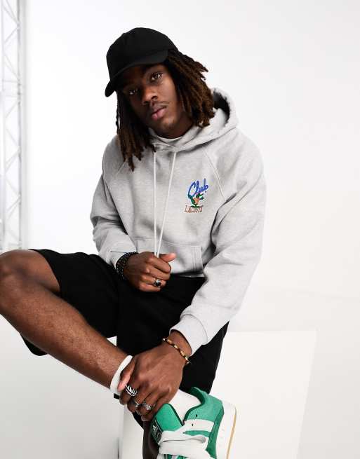 Lacoste - Hoodie met retro print op de voorkant in gemêleerd grijs