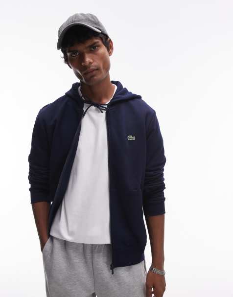 Lacoste - Hoodie met rits in marineblauw - view 1