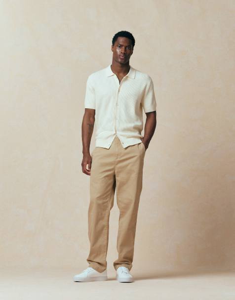 Lacoste – Hose aus Webstoff in Beige mit geradem Schnitt - view 1