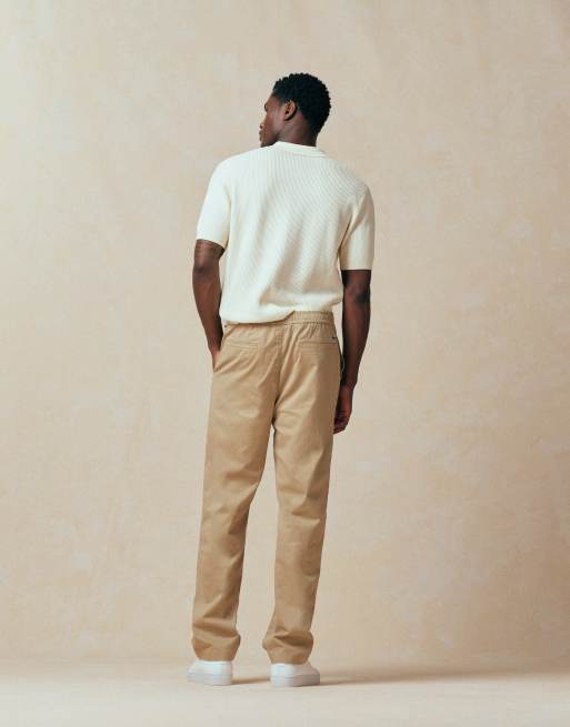 Lacoste – Hose aus Webstoff in Beige mit geradem Schnitt, 3 von 5
