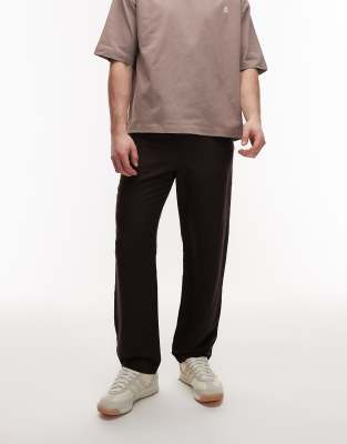 Hose aus Webstoff in Braun mit geradem Schnitt-Brown Brown 2XL