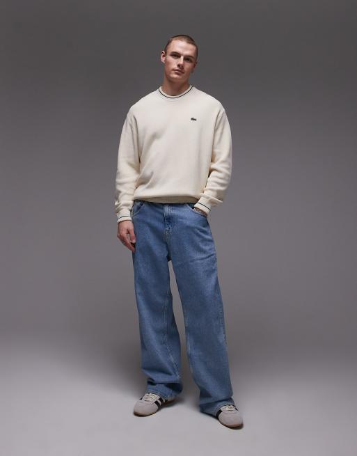 Lacoste - Hvid og langærmet trøje med rund hals og kantbåndsdetalje, 3 af 4