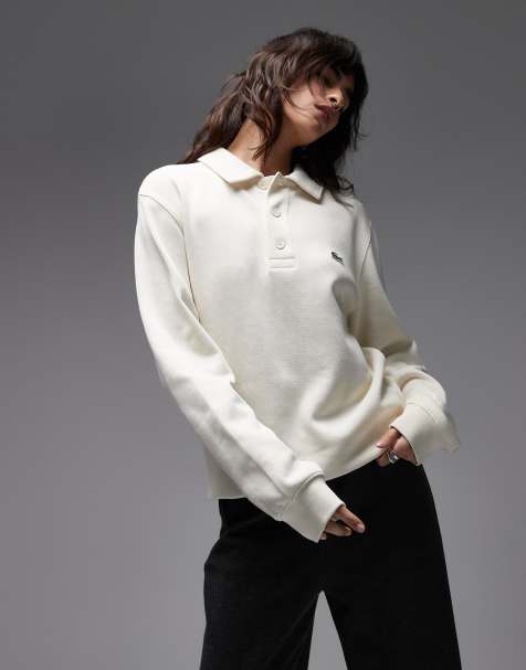 Lacoste - Hvid oversized sweatshirt med polokrave - view 1