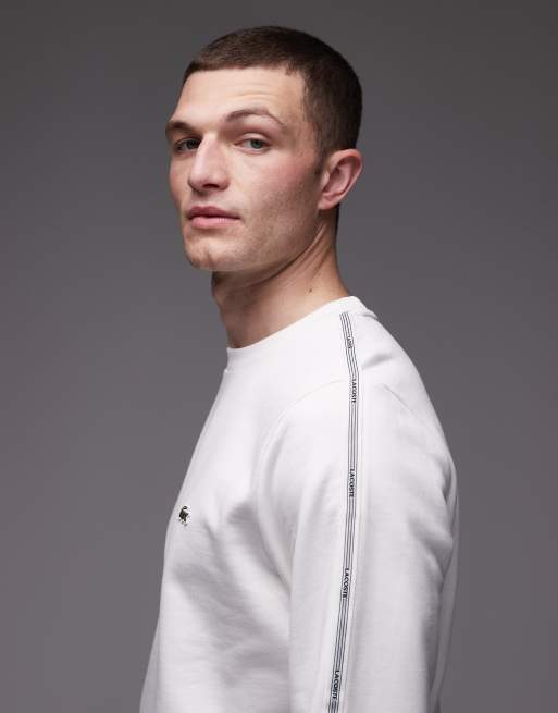Lacoste - Hvid sweatshirt med rund hals og logobånd, 4 af 5