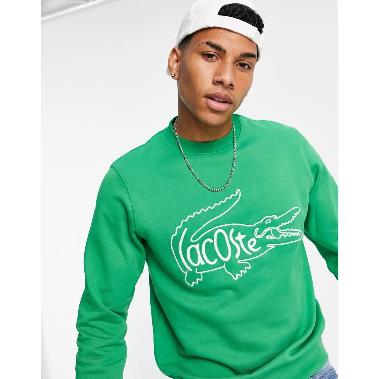 Lacoste inside croc logo sweat in green