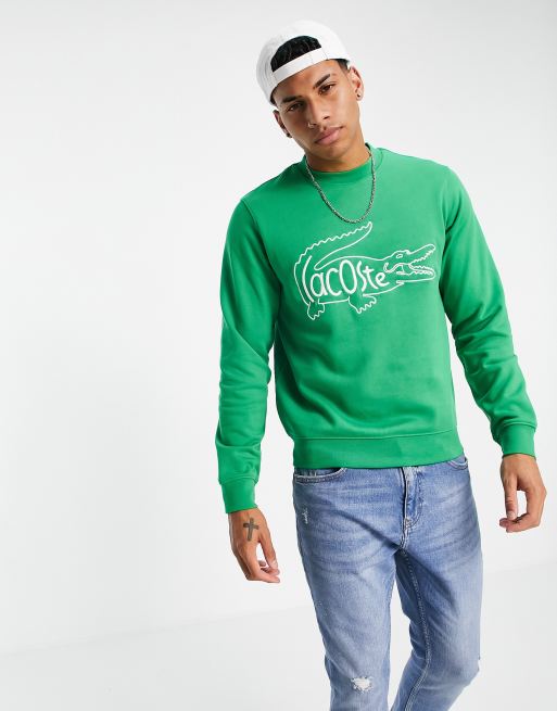 Lacoste inside croc logo sweat in green