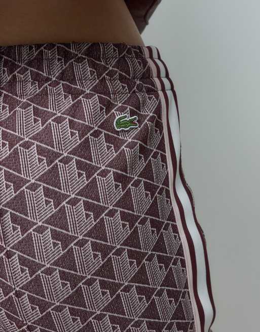 Lacoste jaquard monogram co-ord sweatpants in burgundy , 5 of 5