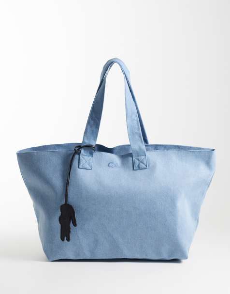 Lacoste – Jasnoniebieska duża torba typu tote z zawieszką w kształcie krokodyla - view 1