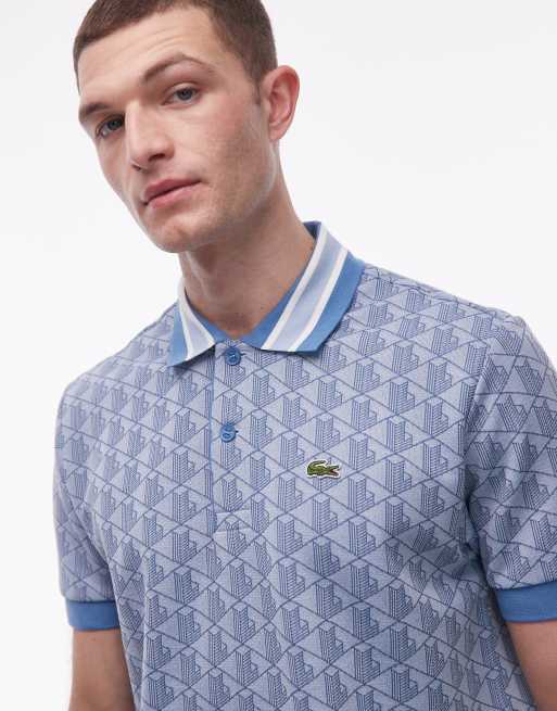 Lacoste – Jasnoniebieska koszulka polo we wzór z monogramem, 5 z 5