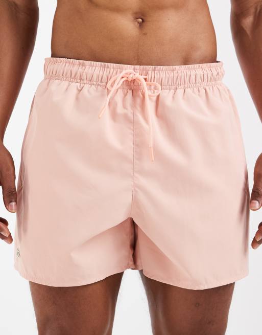 Lacoste – Jasnoróżowe klasyczne szorty kąpielowe z logo , 5 z 5