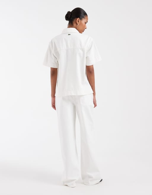 Lacoste – Jeans in Ecru mit geradem Schnitt und Paperbag-Bund, Kombiteil, 3 von 5