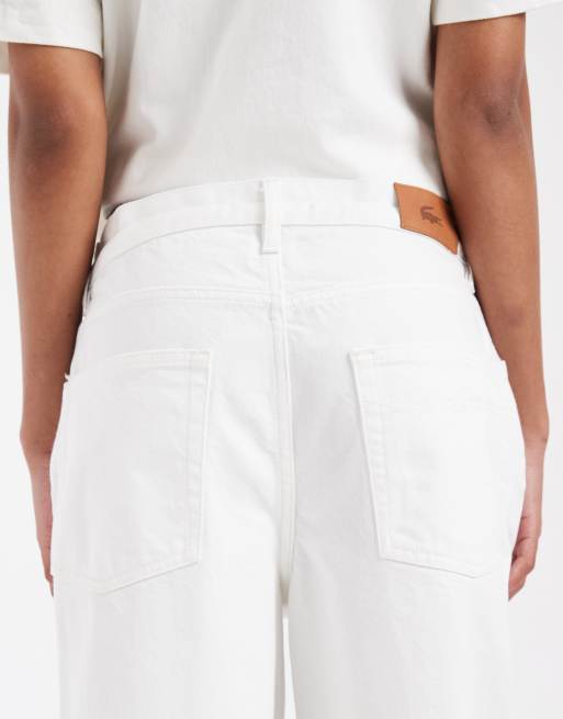Lacoste – Jeans in Ecru mit geradem Schnitt und Paperbag-Bund, Kombiteil, 4 von 5