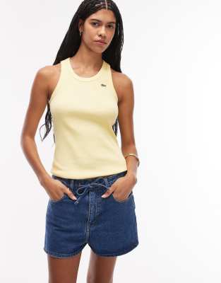 Lacoste - Jeansshorts in mittlerer Waschung mit Paperbag-Taille-Blau