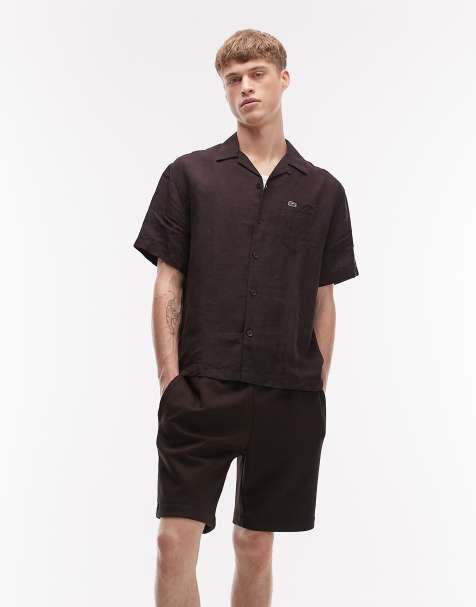 Lacoste jersey sweat shorts in brown - view 1