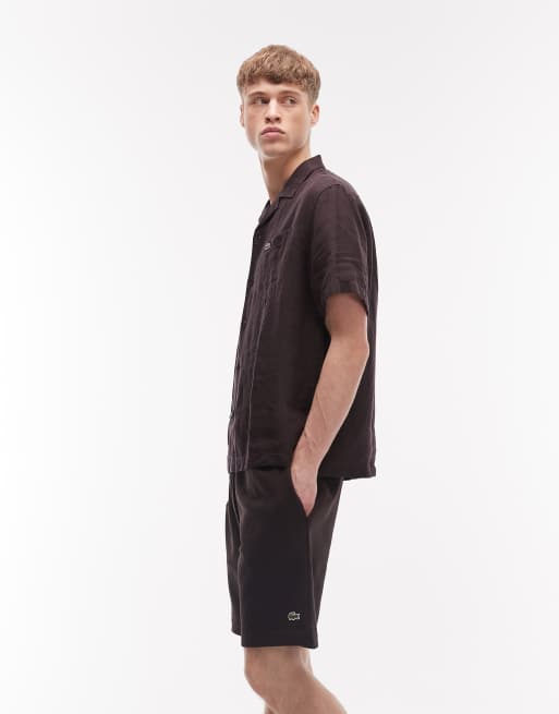 Lacoste jersey sweat shorts in brown, 3 of 5