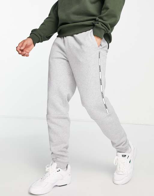 Lacoste Jogger avec bandes lat rales griff es Gris ASOS