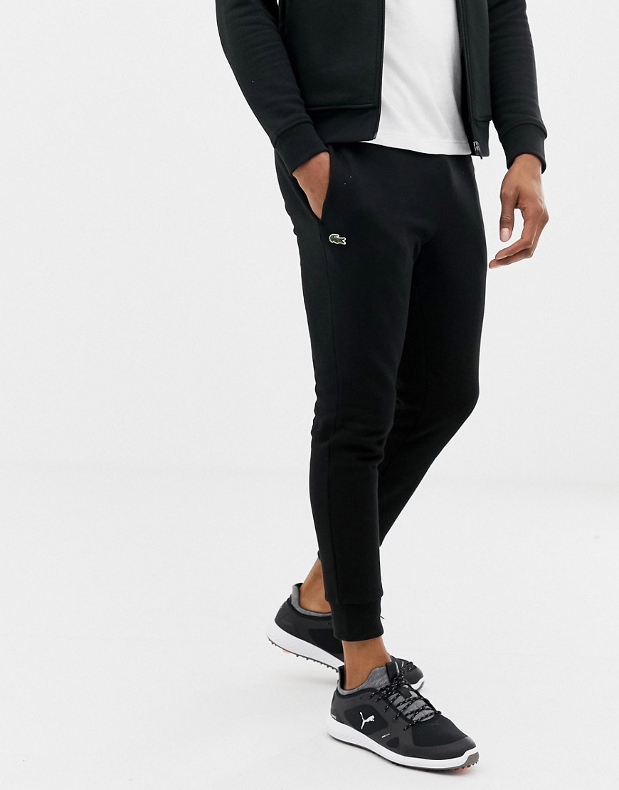 Lacoste - Joggers slim in tessuto felpato nero con logo