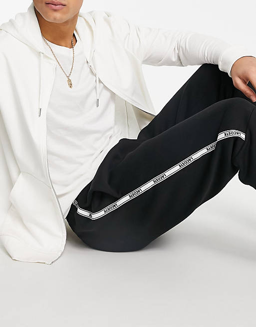  Lacoste joggers with side taping in black 