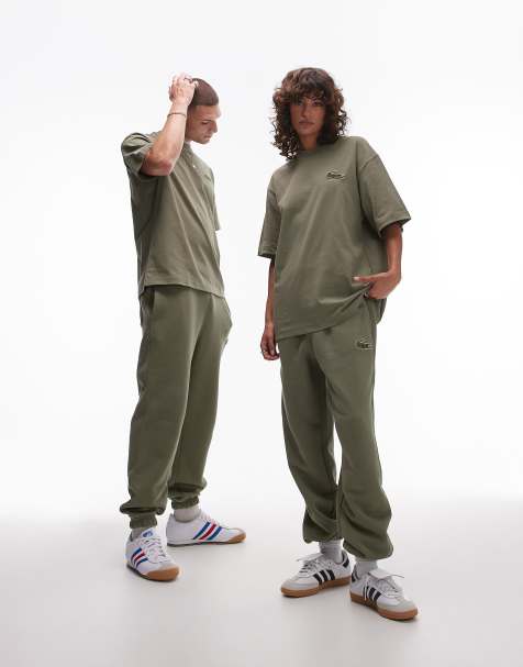 Lacoste – Kakifärgade sweatpants med logga - view 1