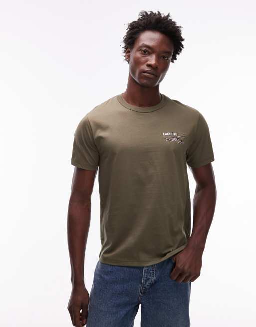 Lacoste – Kakigrön t-shirt med tryck baktill, 3 av 5