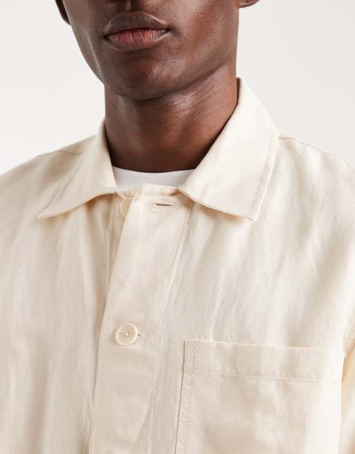 Lacoste – Kamiennobeżowa koszula wierzchnia z tkaniny, 3 z 5